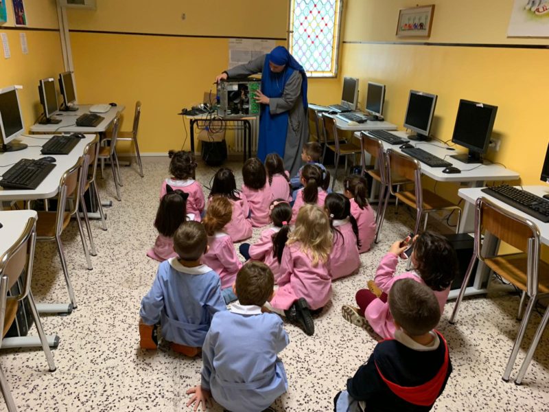 Primo ingresso della Sezione Palloncini nell’aula di informatica